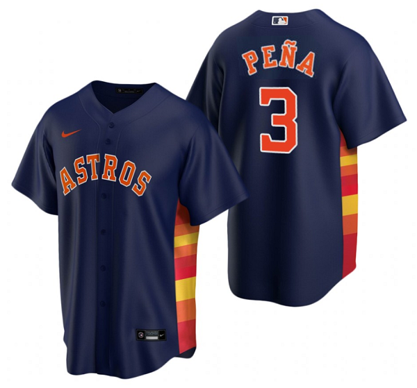 Men's Houston Astros #3 Jeremy Peña Navy Cool Base Stitched Jersey Men's Houston Astros #3 Jeremy Peña Navy Cool Base Stitched Jersey